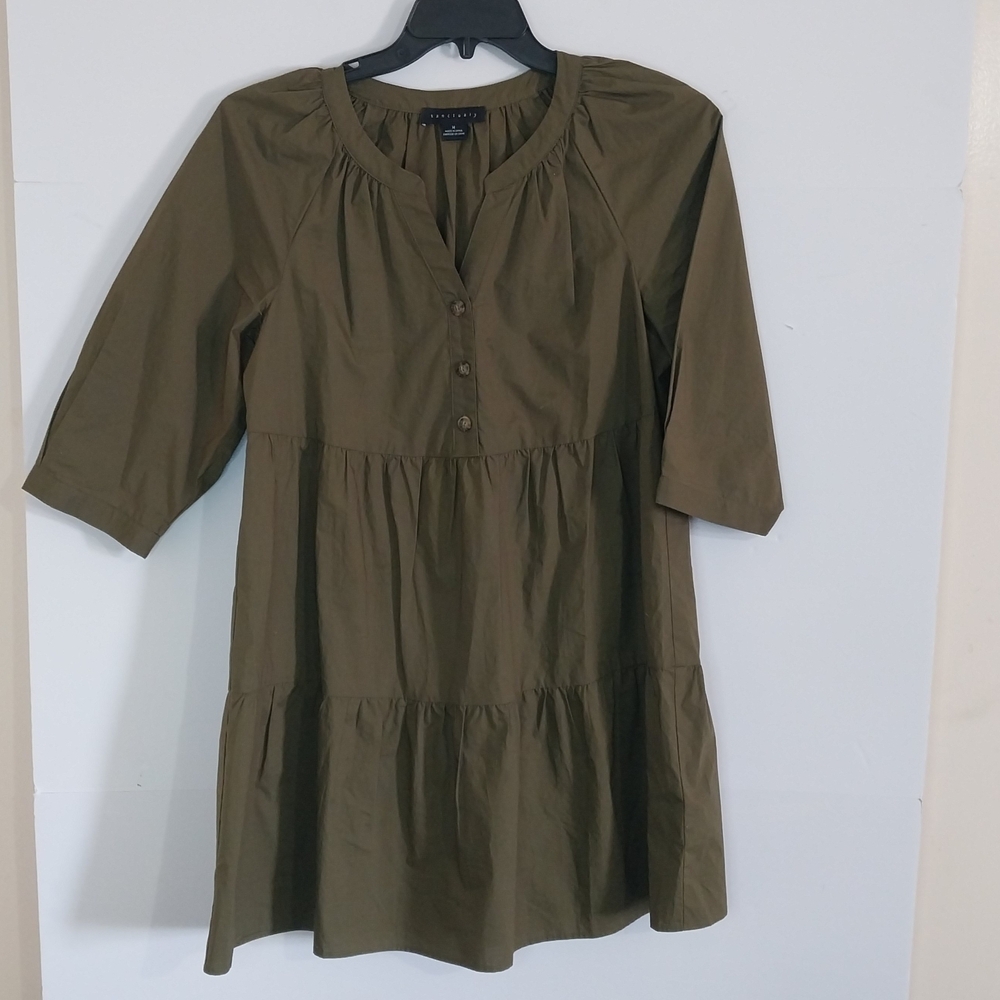 Sanctuary Size M Olive Green Mini Dress Cotton Made In China - Picture 2 of 13
